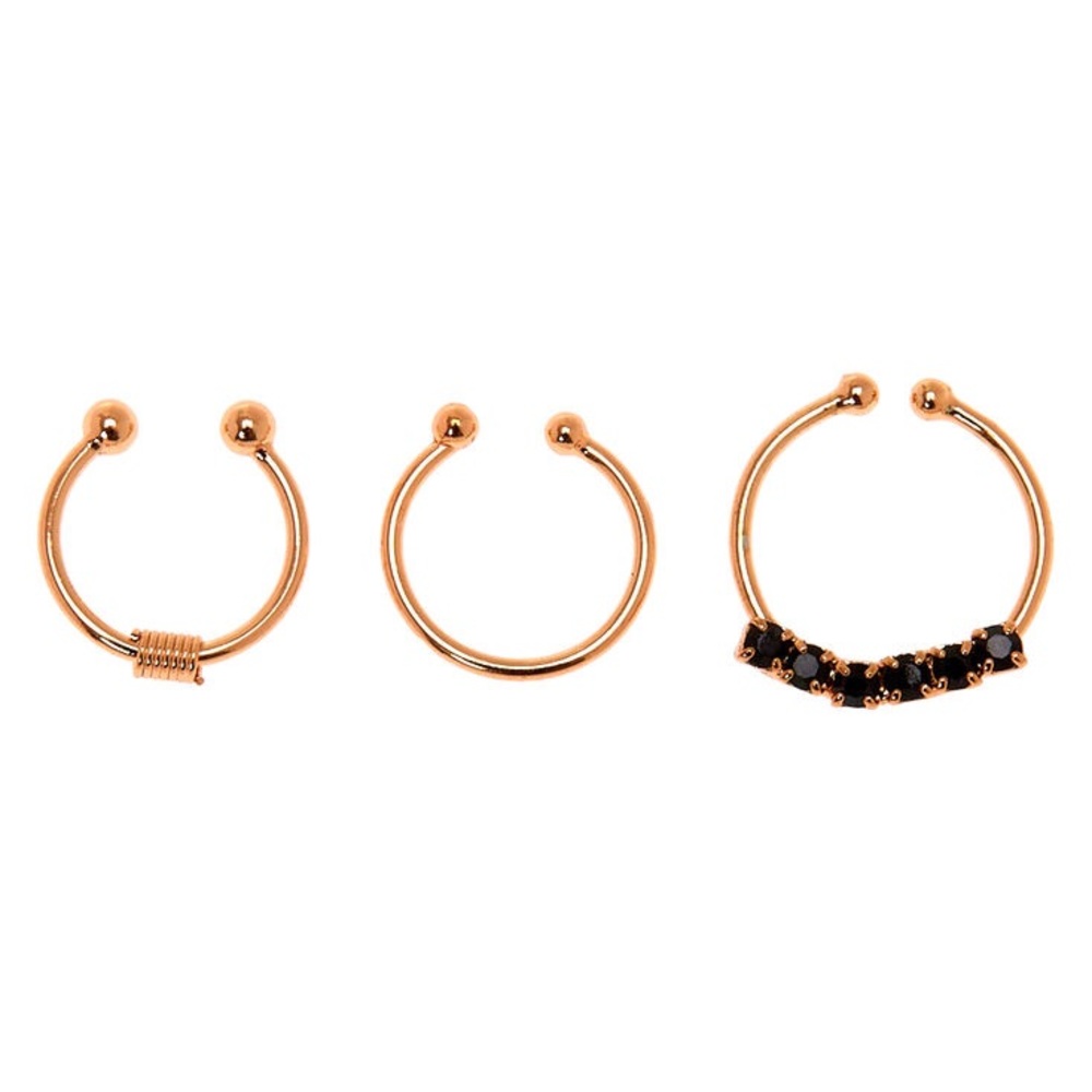 Rose Gold Crystal Faux Cartilage Hoop Earrings